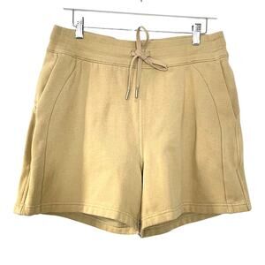 Lululemon Scuba High Rise Short 5” Khaki Tan Womens 10 Athleisure Sweat Shorts